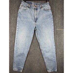 VTG Levi's 521 90s Size 16 Long USA red tab tapered fit light wash denim jeans